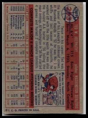 1957 Topps #304 Joe Cunningham Short Print