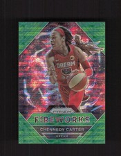 2021 Panini Prizm WNBA #1 Chennedy Carter Fireworks Prizms Green Pulsar #/25