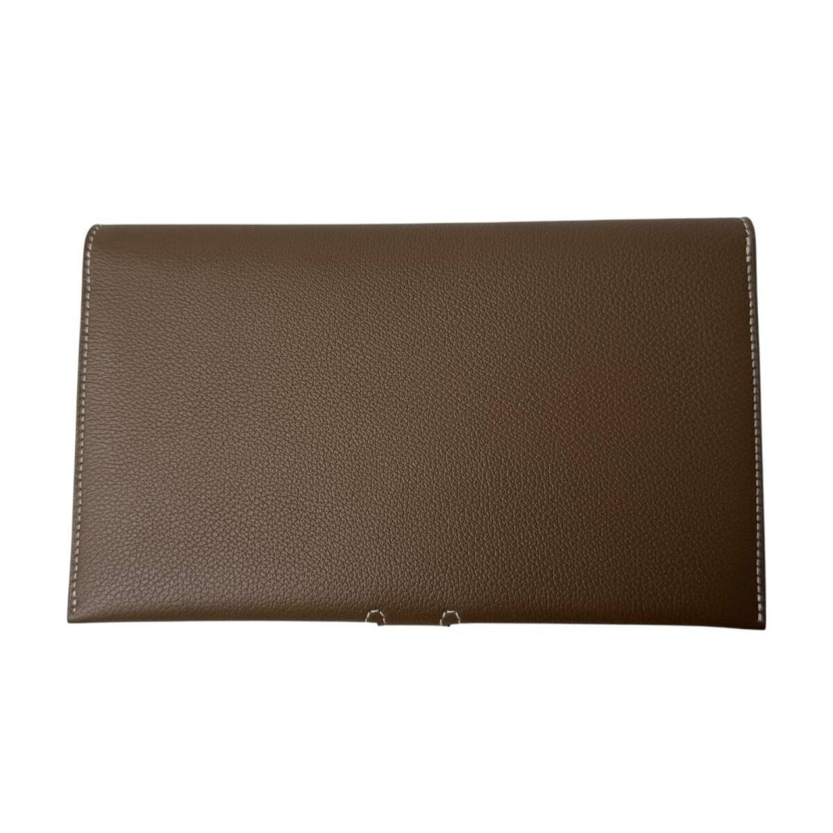 New HERMES R.M.S Toutanman Etoupe W Stamp Long Wallet for Women image 2