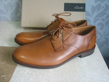 NEW CLARKS EDWARD PLAIN TAN LEATHER SMART SHOES UK SIZE 8 /42