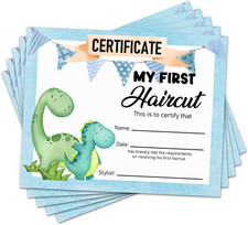 25 Dinosaurs First Haircut Certificates for Kid Boys Colorful Baby First Haircut