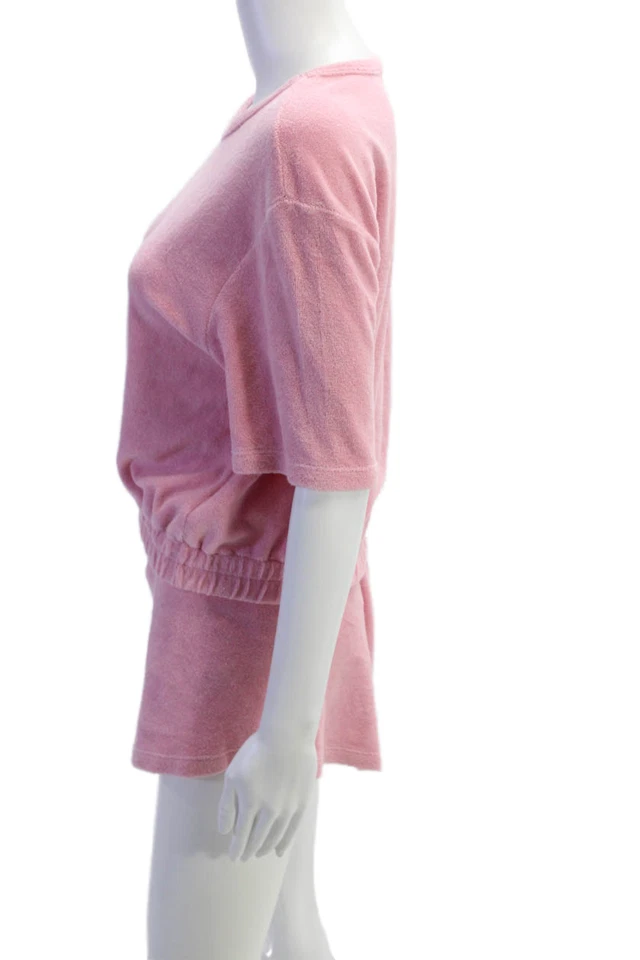 Mameluco Monrow Mujer Rosa Manga Corta Cuello Redondo Mezcla Algodón Talla M Foto 2 de 4