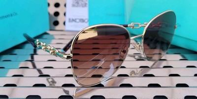 New Tiffany HardWear Sunglasses TF3086 60213B Pale Gold w/Brown  Gradient