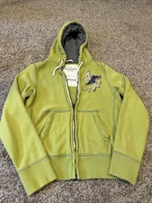 Vintage Abercrombie  Fitch Men's FullZip Hoodie Sz Medium Rare Green Muscle Y2K