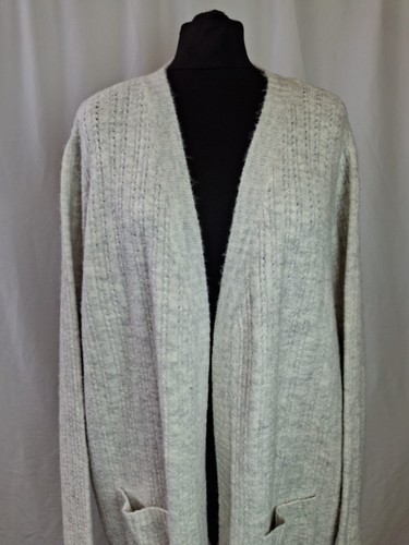 MAINE Ladies Long Cardigan Knit Knitted Cable Rib UK22 Cream Acrylic Blend L2699 - Picture 3 of 11