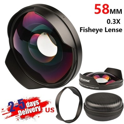 58MM 0.3X Ultra Wide Angle Fisheye Lens w/ Adapter for Camcorder Video DV TV US