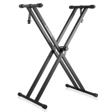 Heavy Duty X Style Piano Keyboard Stand, Adjustable & Portable Brace, Black