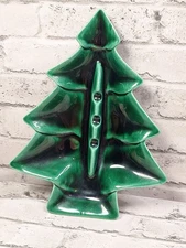 Vintage Christmas Tree Snowflake Ashtray Trinket Dish Ceramic Candle Holder MCM