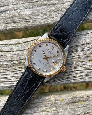 1968 Rolex 1505 Oyster Perpetual Date 34mm Silver Doorstop Dial Gold & Steel