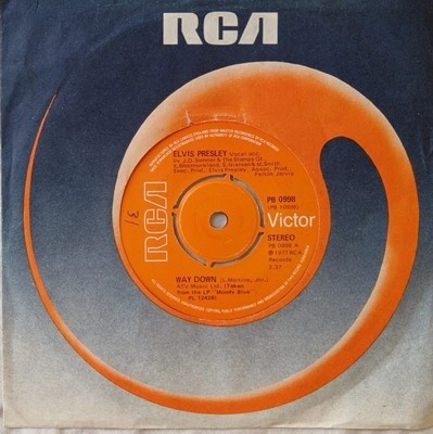 Elvis Presley-Way Down/Pledging My Love Vinyl 7'' Single.1977 RCA Victor PB 0998.