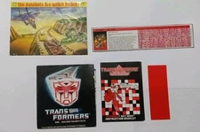 Sky High Vintage Transformers G1 Pretenders Instructions , Tech Spec, Paper Lot
