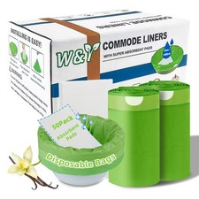 50 Pack Commode Liners with Super Absorbent Pads, Universal Fit All Standard .