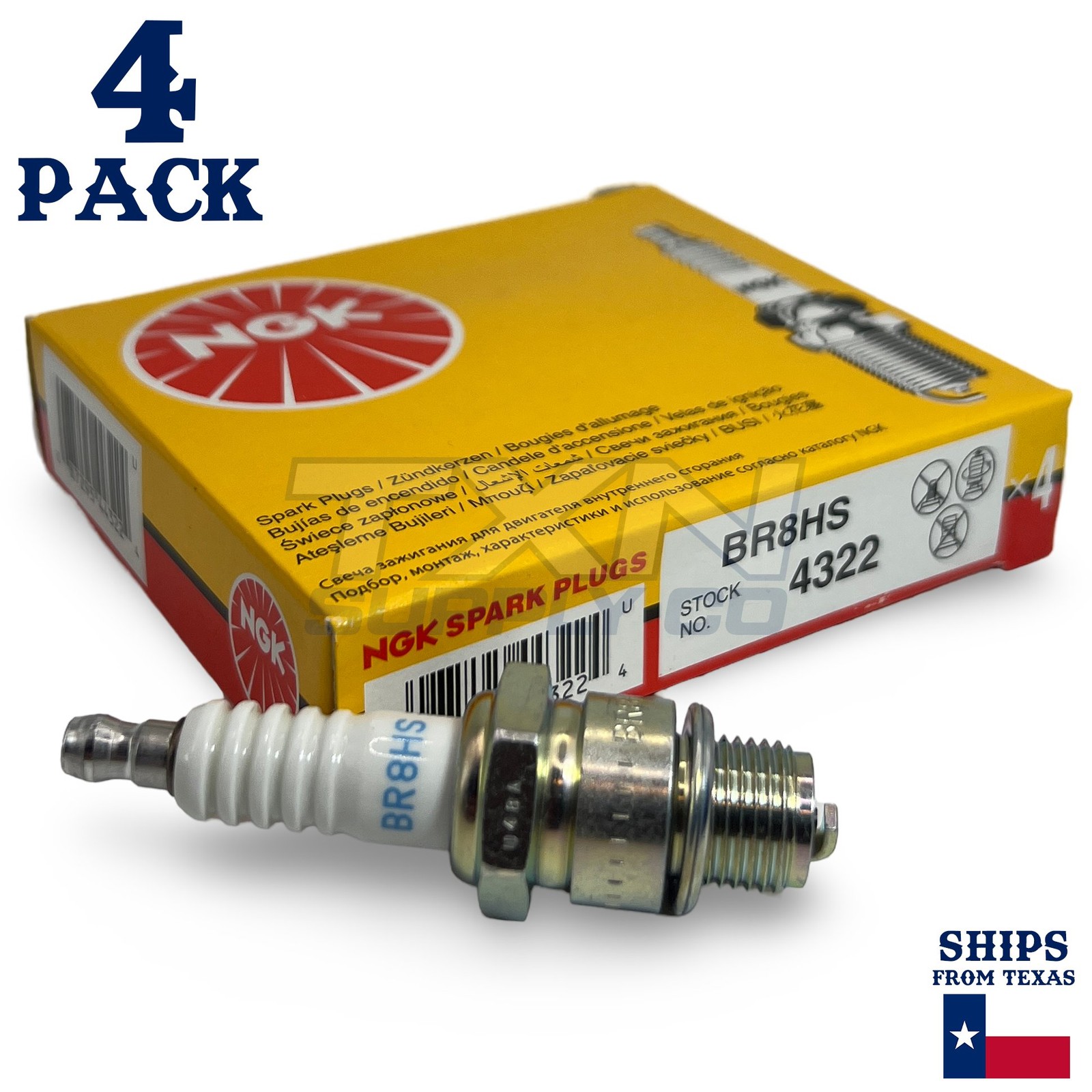 4 Pack NGK V-Power 4322 Spark Plugs BR8HS