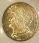 1883 O Morgan Silver Dollar-BU, Colorful toning obverse, Great Luster 5138