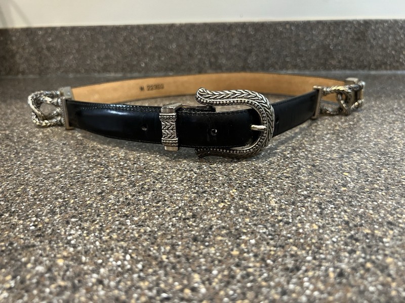 Vintage Brighton - Black Women's Belt With Silver Buckle - Size M