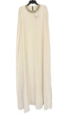 NWT Trina Turk Masquerade 2 Embellished Cape Maxi Dress GOWN Size XL $468 White