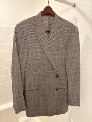 Zenga Wool Blazer Mens (44 tag) Brown Plaid