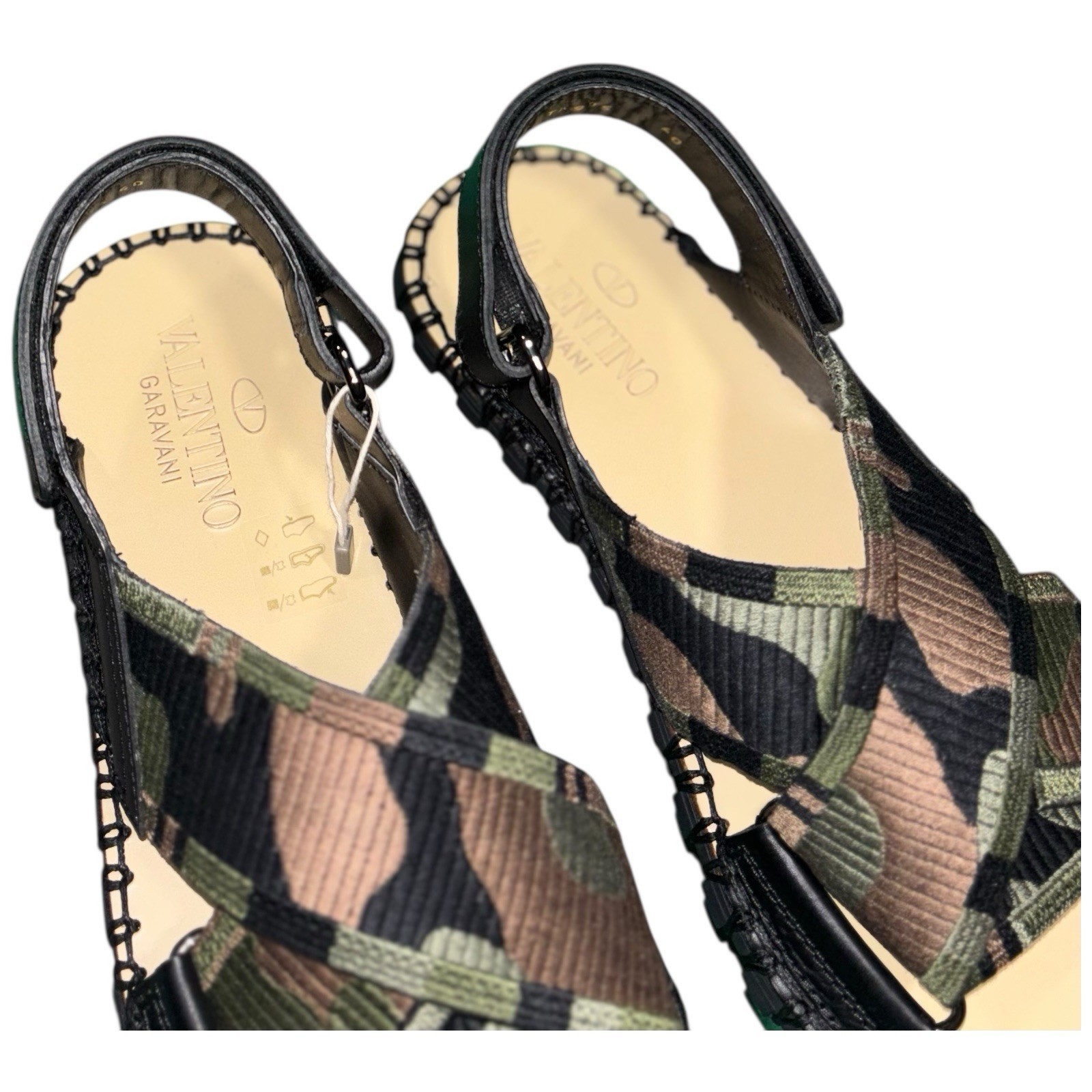 Valentino Garavani Military Green Camo Sandals Calfskin Leather (Size: UK 6) New thumbnail 2