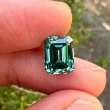 Certified 8.75 Ct Natural Ceylon Blue-Green Parti Sapphire Emerald Cut Gemstone