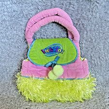 Ganz Webkinz 8  Carrier Purse Pet Bag Tote Handbag Pink Green Plush Stuffed Toy