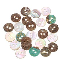 25Pcs Shell Buttons Mother of Pearl Button 10mm Sewing ButtonsBeige/Brown
