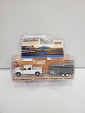 Greenlight 2014 Chevrolet Silverado and Livestock Trailer 1 64