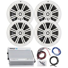 2 Pair Kicker 6.5" Marine Speaker  Bluetooth Amplifier  Amp Install Kit