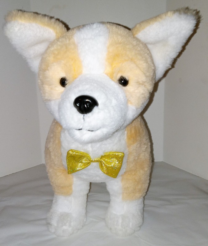 FAO Schwarz 14" CORGI PLUSH Gold Bow Tie Dog Puppy NEW