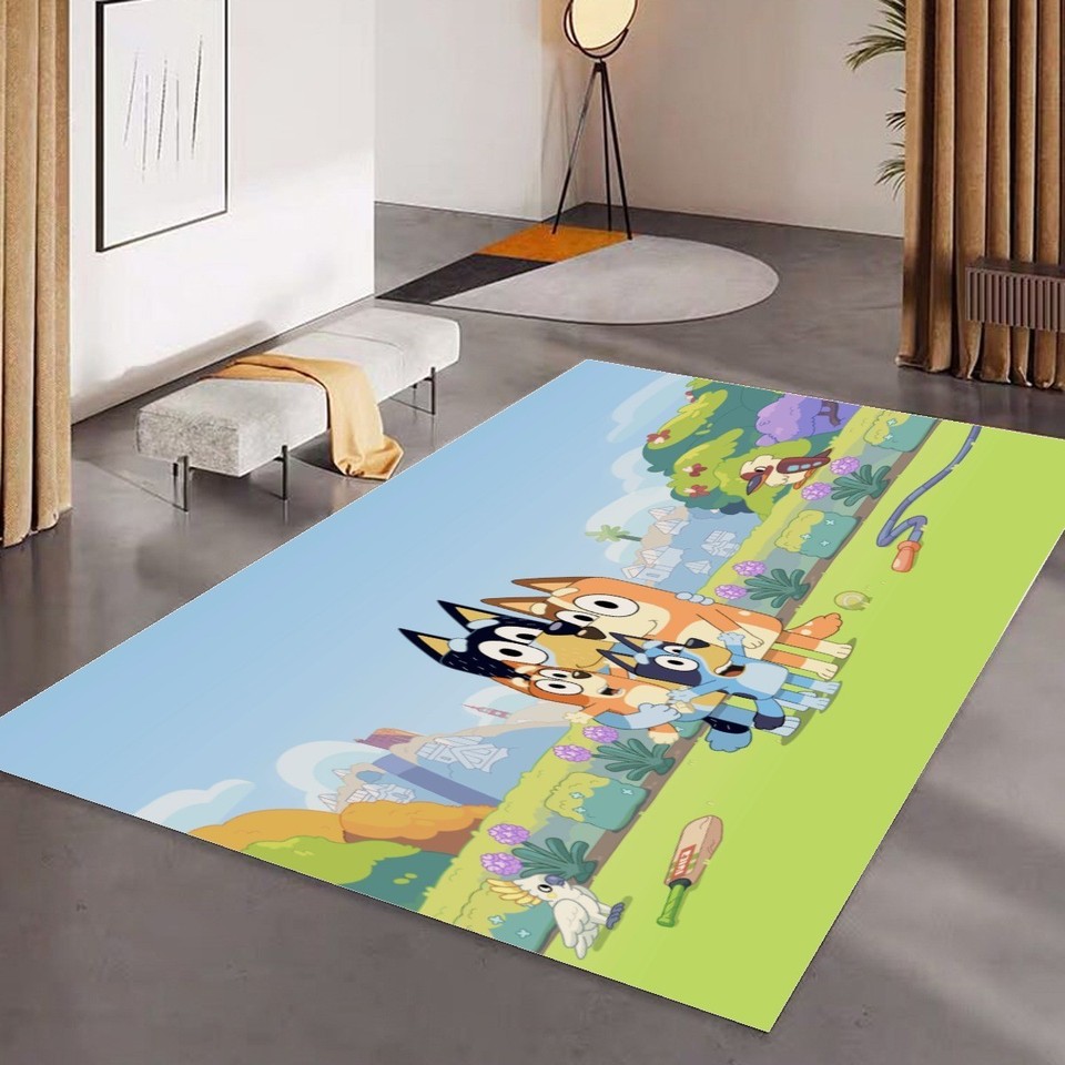 Bluey's Happy Family Print Foldable Rectangular Floor Mat Rugs Anti ...