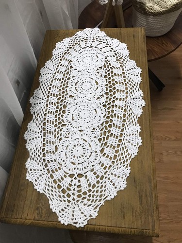 Oval Cotton Handmade Crochet Lace Table Runner Doilies Table Dresser Scarf Dé... - 第 2/6 張圖片