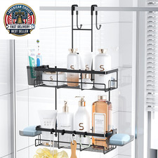 over the Door Shower Caddy Hanging: Black Rustproof Shower Organizer over the Do