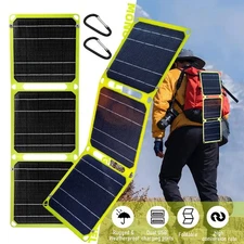 100W USB Solar Panel Folding Power Bank Outdoor Camping Hiking Phone Charger Kit