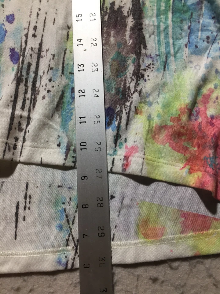Katina Marie T Shirt Womens M Medium Multicolor Splatter Crew Neck 3/4 Sleeve - Image 3 of 4