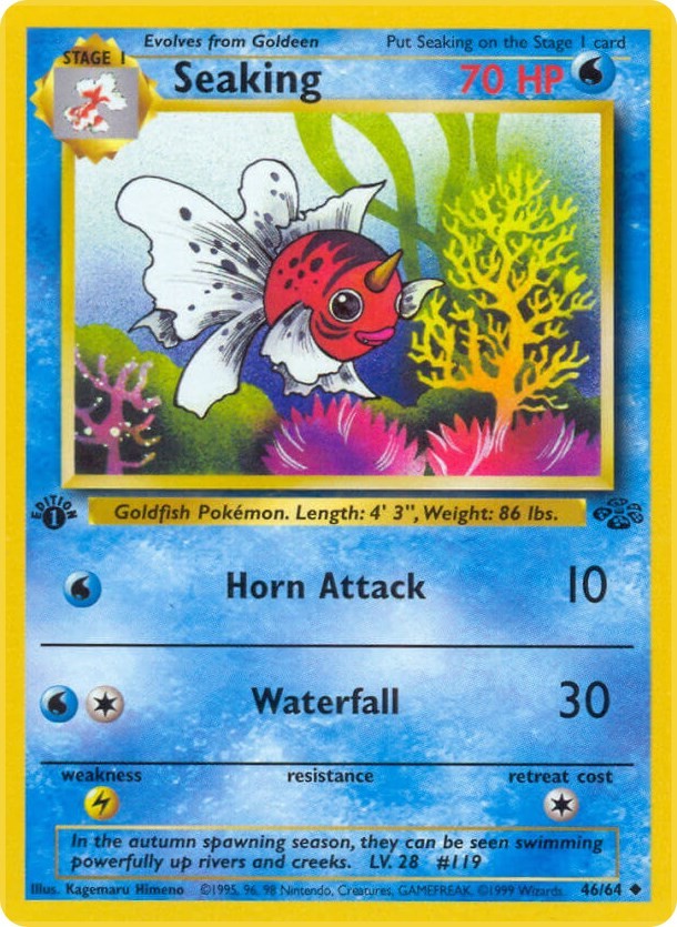 Seaking Jungle Unlimited 46/64 LPvintage pokemon card