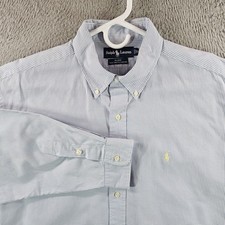 Ralph Lauren Blake Mens XL Blue Gingham Check 100 Cotton Button Down Shirt