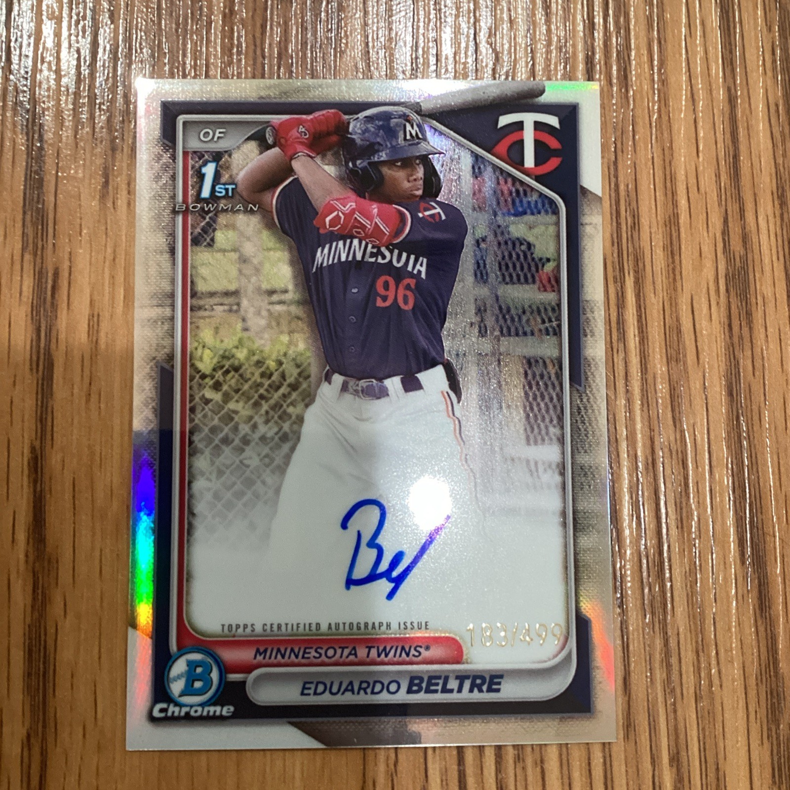 Eduardo Beltre 2024 Topps Bowman Chrome Refractor /499 On Card Rookie Auto 1st