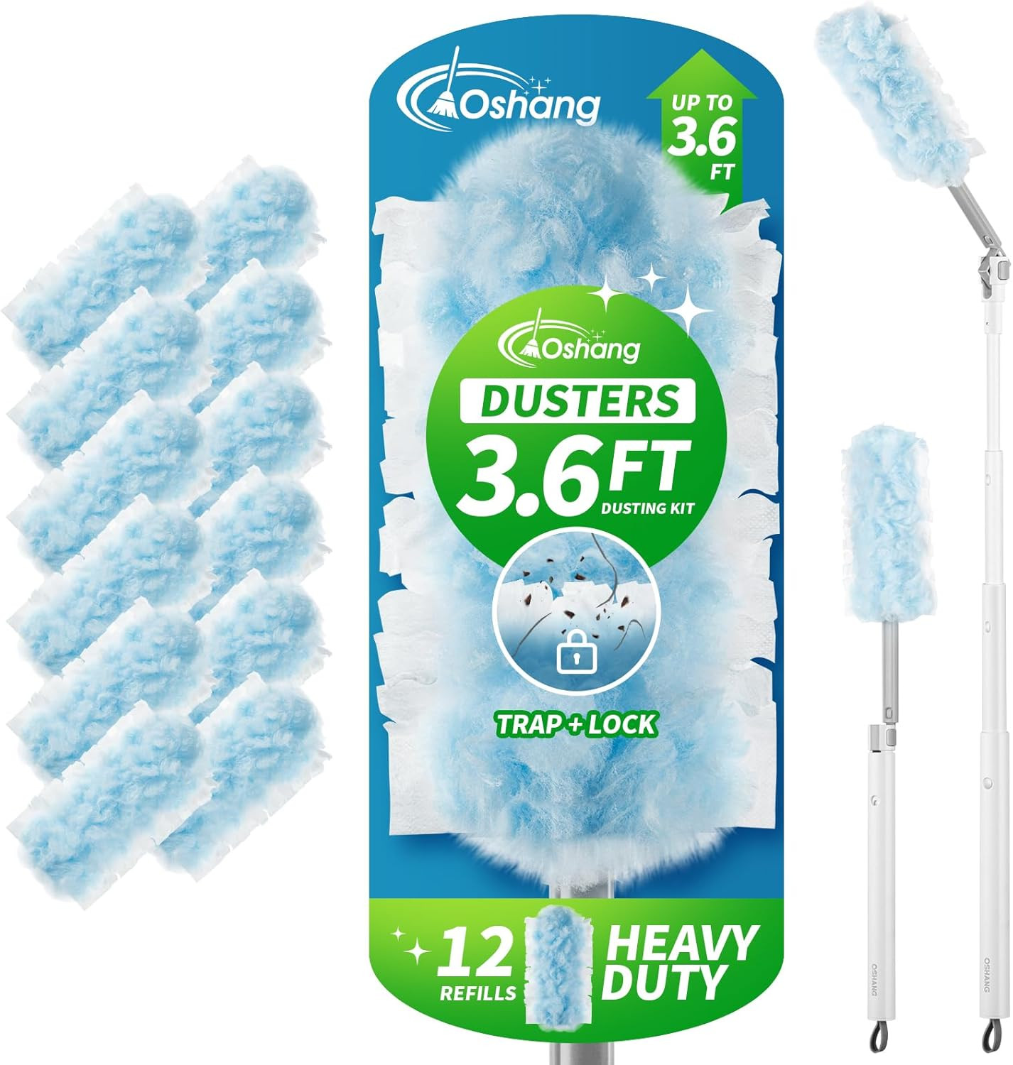 oshang Duster Heavy Duty 3.6 ft Extended Handle Dusting Kit 
