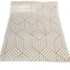 Gold and Beige Geometry Stripped Hexagon Adhesive Decorative Contact Paper Re...