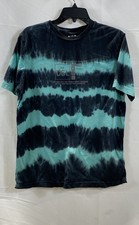 Diesel Men's T-Shirt Black Teal Tie-Dye Graphic DSLP Logo Sz M