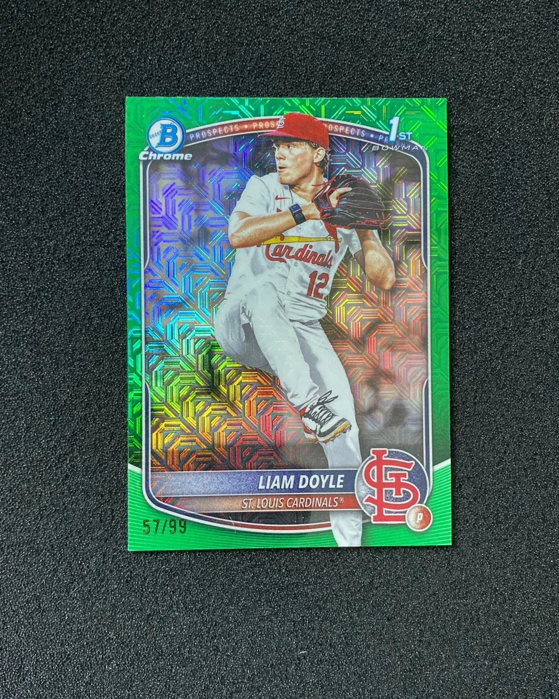 2025 Topps Bowman Draft Chrome Green Mojo #BDC-12 Liam Doyle 1st 57/99 OH20