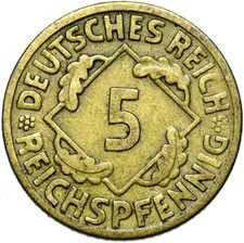 German Reich - Weimar Republic - J: 316 - Coin - 5 Reichspfennig 1926 F