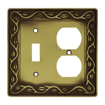 64191 Antique Bronze Leaf & Vine Switch Duplex Combo Cover Plate
