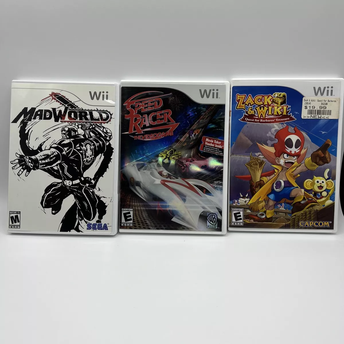 LOT OF 3 Wii GAMES - MAD WORLD, SPEED RACER, ZACK & WIKI - used