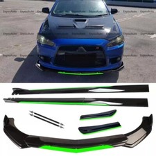 For Mitsubishi Front Bumper Lip Side Skirt Rear Bumper Lip Strut Rods Green