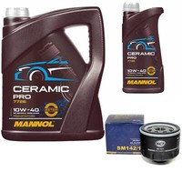 MotoröL Set Mannol 10W-40 Ceramic Pro 6 Liter + ÖLfilter FüR Opel Renault Megane