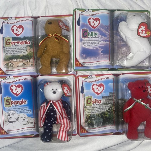 TY The Bear Beanie Baby International Bears II set4 Mc Donald's Retired RARE tag - Picture 1 of 8