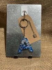 Letter Keychain - blue silver