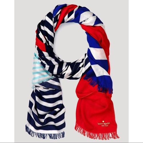KSNY Kate Spade New York Monaco Stripe colorful SCARF wrap shrug NWT sold out - Picture 2 of 3