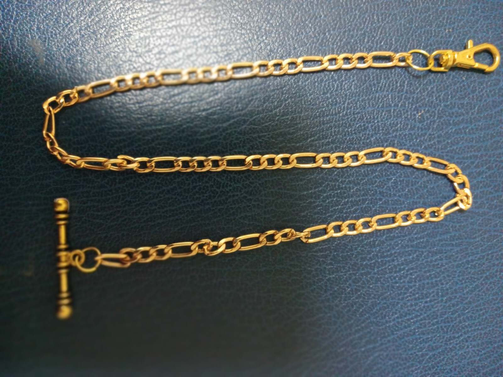 Fancy Figaro Polish Link Watch Chain - 15 Inches Long-image