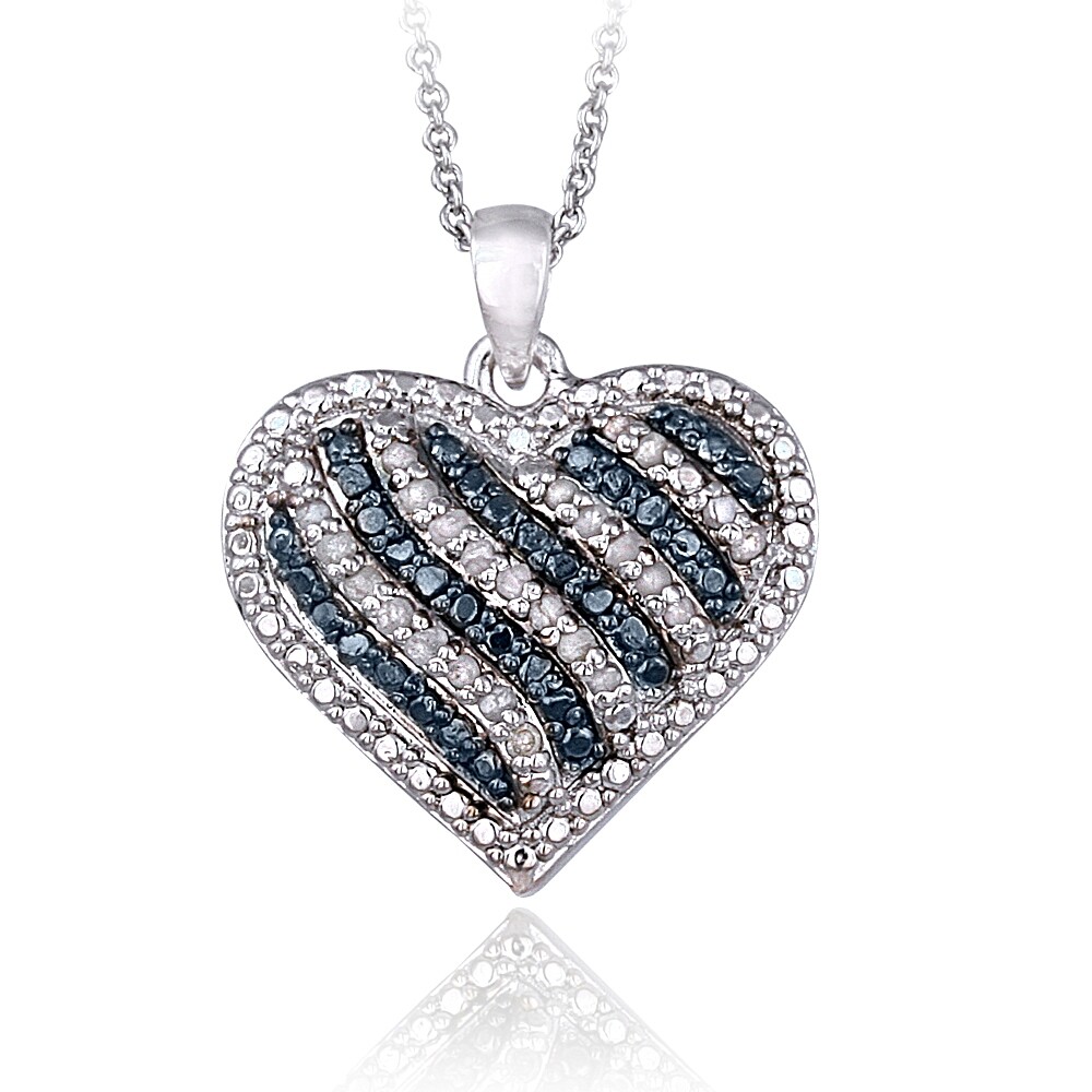 Schicker Schwarzer & Blauer Diamant Silberanhänger, 0,231ct
